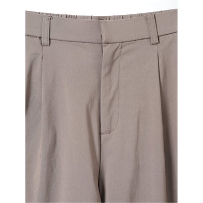 パンツ レディース ストレッチ 裏起毛 ワイド ワンタック バックシャーリング レーヨンナイロン 無地 ややゆったり （ベージュ）｜詳細画像