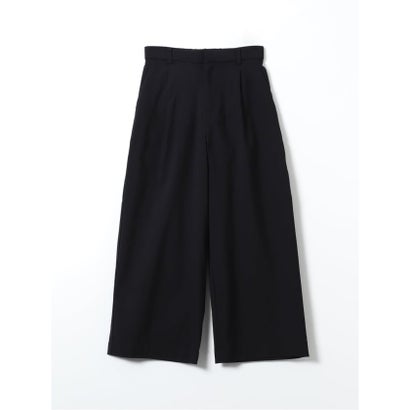 パンツ レディース ストレッチ 裏起毛 ワイド ワンタック バックシャーリング レーヨンナイロン 無地 ややゆったり （ベージュ）｜詳細画像