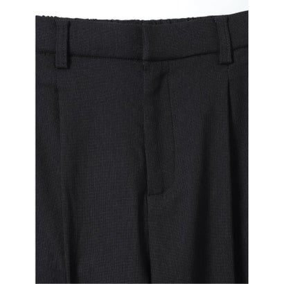 パンツ レディース ストレッチ 裏起毛 ワイド ワンタック バックシャーリング レーヨンナイロン 無地 ややゆったり （ベージュ）｜詳細画像