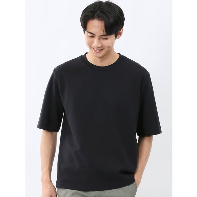 ストレッチ アムンゼン クルーネック 5分袖 Tシャツ （紺）