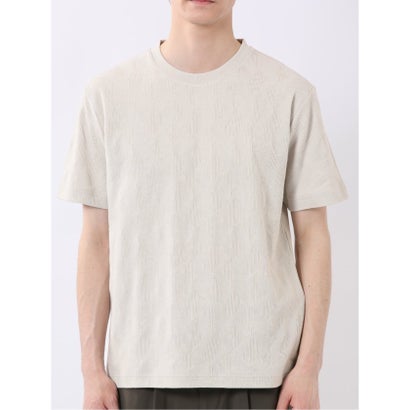 タカキュー TAKA-Q ジオメトリック ジャガード クルーネック 半袖 Tシャツ （ベージュ）｜詳細画像