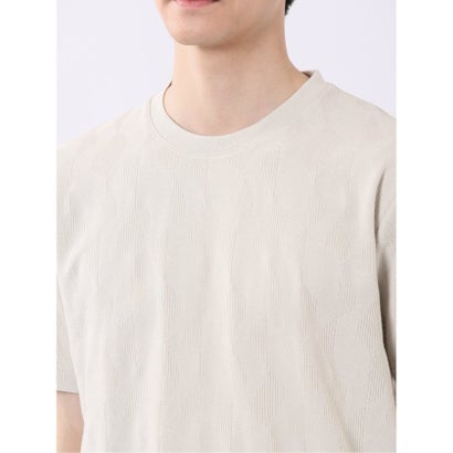 タカキュー TAKA-Q ジオメトリック ジャガード クルーネック 半袖 Tシャツ （ベージュ）｜詳細画像