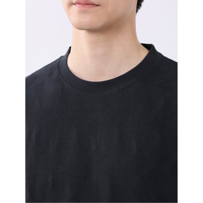 タカキュー TAKA-Q ジオメトリック ジャガード クルーネック 半袖 Tシャツ （紺）｜詳細画像