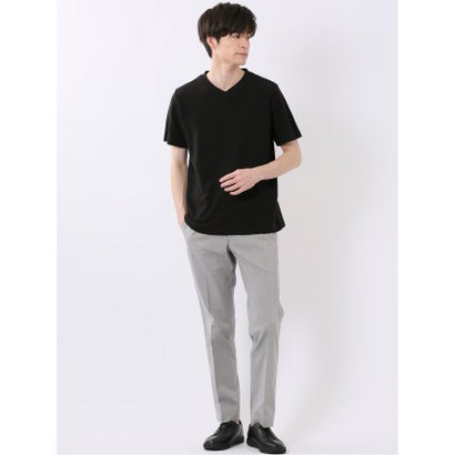 タカキュー TAKA-Q ヘリンボン ジャガード Vネック 半袖 Tシャツ （白）｜詳細画像