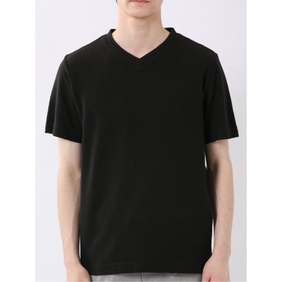 タカキュー TAKA-Q ヘリンボン ジャガード Vネック 半袖 Tシャツ （白）｜詳細画像