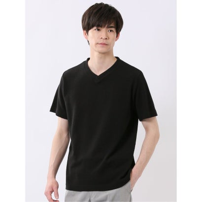 タカキュー TAKA-Q ヘリンボン ジャガード Vネック 半袖 Tシャツ （白）｜詳細画像