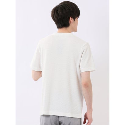 タカキュー TAKA-Q ヘリンボン ジャガード Vネック 半袖 Tシャツ （白）｜詳細画像