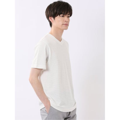 タカキュー TAKA-Q ヘリンボン ジャガード Vネック 半袖 Tシャツ （黒）｜詳細画像