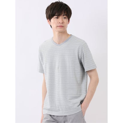 タカキュー TAKA-Q ポップコーン ボーダー Vネック 半袖 Tシャツ （サックス）｜詳細画像