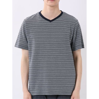 タカキュー TAKA-Q ポップコーン ボーダー Vネック 半袖 Tシャツ （サックス）｜詳細画像