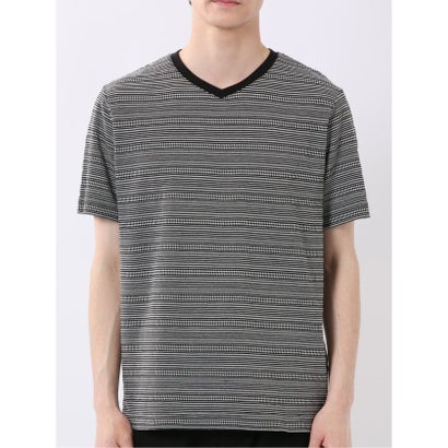 タカキュー TAKA-Q ポップコーン ボーダー Vネック 半袖 Tシャツ （ライトグレー）｜詳細画像