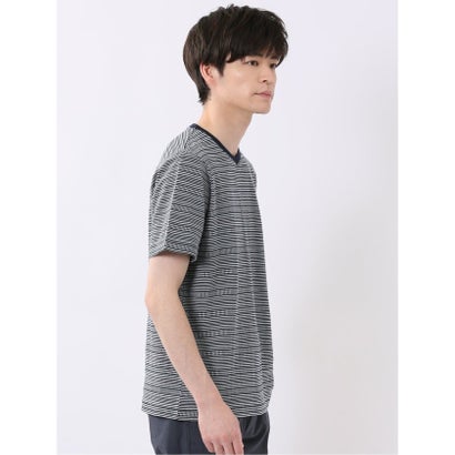 タカキュー TAKA-Q ポップコーン ボーダー Vネック 半袖 Tシャツ （ライトグレー）｜詳細画像