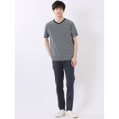 タカキュー TAKA-Q ポップコーン ボーダー Vネック 半袖 Tシャツ （ライトグレー）｜詳細画像