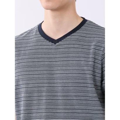 タカキュー TAKA-Q ポップコーン ボーダー Vネック 半袖 Tシャツ （ライトグレー）｜詳細画像