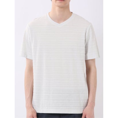 タカキュー TAKA-Q ポップコーン ボーダー Vネック 半袖 Tシャツ （ライトグレー）｜詳細画像