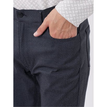 パンツ メンズ ストレッチ スリム 5ポケット テーパード プリント クロスストレッチ （黒）｜詳細画像