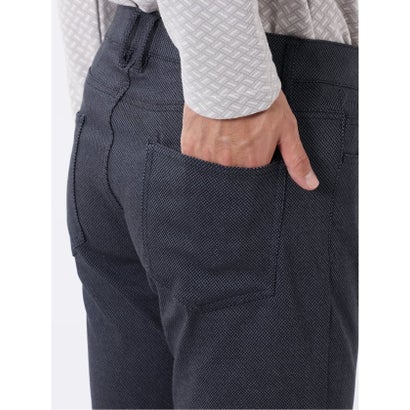 パンツ メンズ ストレッチ スリム 5ポケット テーパード プリント クロスストレッチ （黒）｜詳細画像