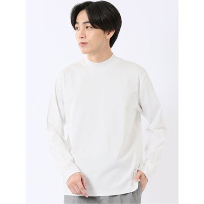 Tシャツ メンズ 長袖 ストレッチ 抗菌防臭 UV 綿 コットン 無地 シルケット スムス モックネック ドレスT （ライトグレー）｜詳細画像