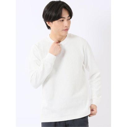 Tシャツ メンズ 長袖 ストレッチ スロープネック 幾何学 ジオメトリック ジャガード （黒）｜詳細画像
