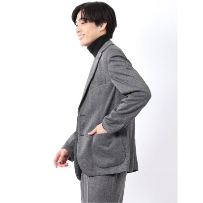 ジャケット メンズ ビジネス セットアップ可能 ストレッチ ウォッシャブル レギュラー 2ボタン テーラード メランジ ジャージ グレー （グレー）｜詳細画像