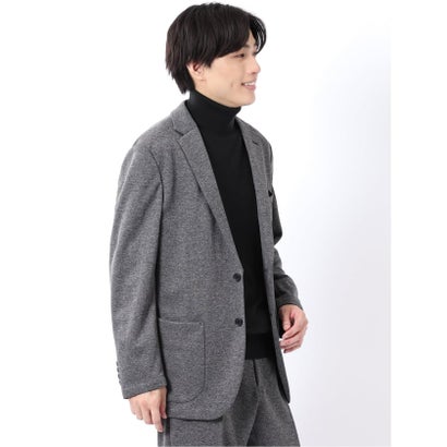 ジャケット メンズ ビジネス セットアップ可能 ストレッチ ウォッシャブル レギュラー 2ボタン テーラード メランジ ジャージ グレー （グレー）｜詳細画像