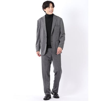 ジャケット メンズ ビジネス セットアップ可能 ストレッチ ウォッシャブル レギュラー 2ボタン テーラード メランジ ジャージ グレー （グレー）｜詳細画像