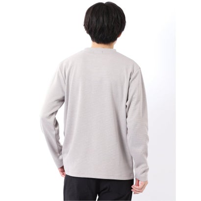 Tシャツ メンズ 長袖 ストレッチ クルーネック フェイクレイヤード 綿混 メランジ ジャガード （ライトグレー）｜詳細画像
