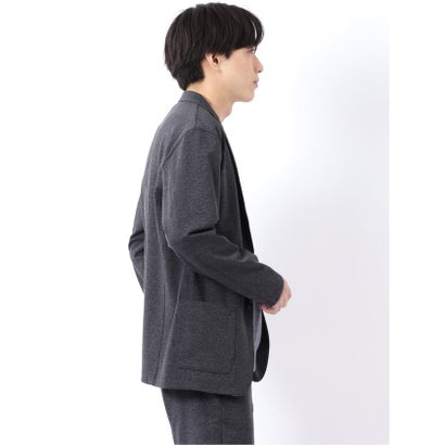 カットジャケット メンズ セットアップ可能 ストレッチ ウォッシャブル 2ボタン テーラード ソフト ジャージー 杢 紺 （紺）｜詳細画像