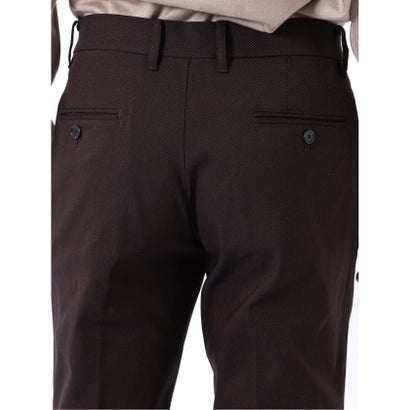 パンツ メンズ ストレッチ 裏起毛 スリム トラウザー テーパード バーズアイ クロスストレッチ + ウォーム （茶）｜詳細画像
