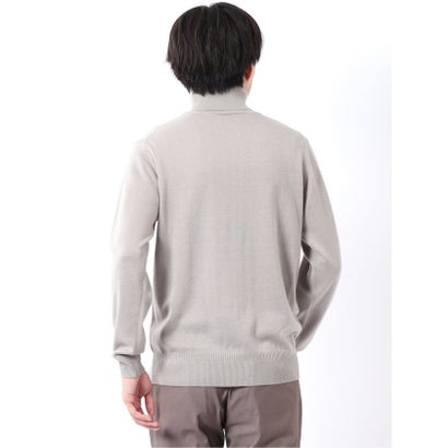 ニット プルオーバー メンズ 長袖 ストレッチ ウォッシャブル タートルネック セーター ウール混 天竺 （ダークグリーン）｜詳細画像