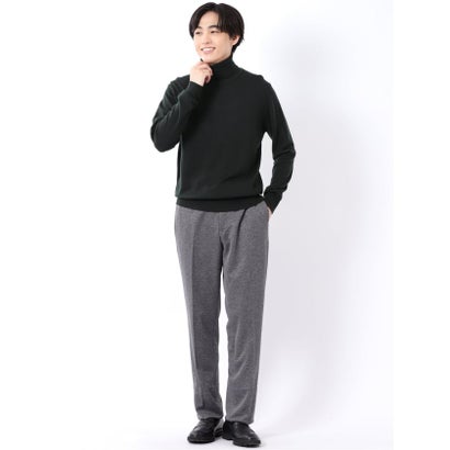 ニット プルオーバー メンズ 長袖 ストレッチ ウォッシャブル タートルネック セーター ウール混 天竺 （ベージュ）｜詳細画像