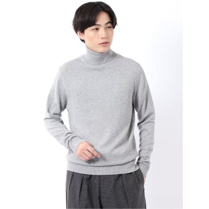 ニット プルオーバー メンズ 長袖 ストレッチ ウォッシャブル タートルネック セーター ウール シルク （ワイン）｜詳細画像