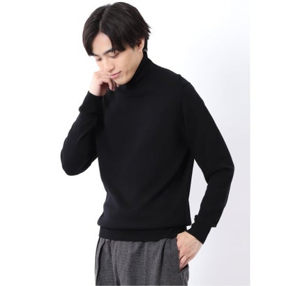 ニット プルオーバー メンズ 長袖 ストレッチ ウォッシャブル タートルネック セーター ウール シルク （ライトグレー）｜詳細画像