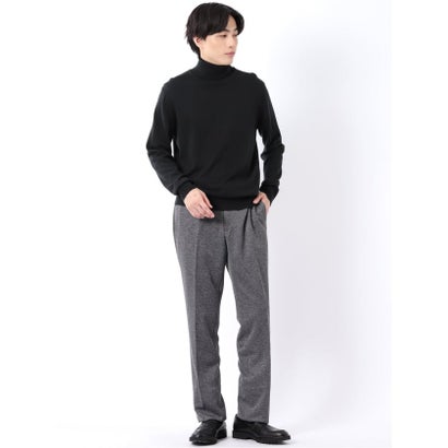 スラックス メンズ ビジネス セットアップ可能 ストレッチ ウォッシャブル レギュラー ノータック テーパード メランジ ジャージ グレー （グレー）｜詳細画像