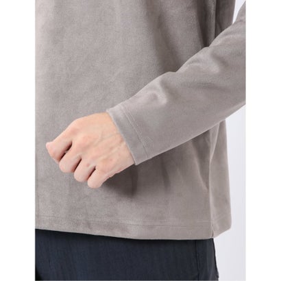 Tシャツ メンズ 長袖 ストレッチ キーネック フェイクレイヤード 起毛 ポンチ （グレー）｜詳細画像