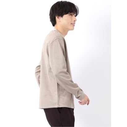 Tシャツ メンズ 長袖 ストレッチ キーネック フェイクレイヤード 起毛 ポンチ （グレー）｜詳細画像
