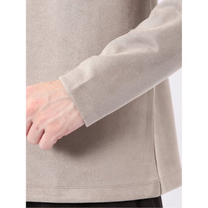 Tシャツ メンズ 長袖 ストレッチ キーネック フェイクレイヤード 起毛 ポンチ （ベージュ）｜詳細画像