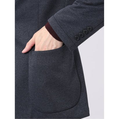 ジャケット メンズ ビジネス セットアップ可能 ストレッチ ウォッシャブル レギュラー 2ボタン テーラード メランジ ジャージ 紺 （紺）｜詳細画像