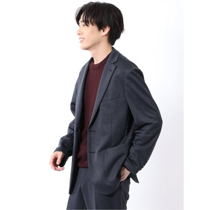 ジャケット メンズ ビジネス セットアップ可能 ストレッチ ウォッシャブル レギュラー 2ボタン テーラード メランジ ジャージ 紺 （紺）｜詳細画像