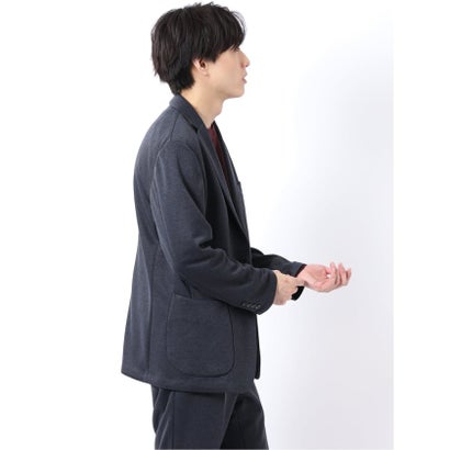 ジャケット メンズ ビジネス セットアップ可能 ストレッチ ウォッシャブル レギュラー 2ボタン テーラード メランジ ジャージ 紺 （紺）｜詳細画像