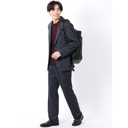 ジャケット メンズ ビジネス セットアップ可能 ストレッチ ウォッシャブル レギュラー 2ボタン テーラード メランジ ジャージ 紺 （紺）｜詳細画像