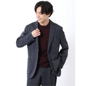 ジャケット メンズ ビジネス セットアップ可能 ストレッチ ウォッシャブル レギュラー 2ボタン テーラード メランジ ジャージ 紺 （紺）