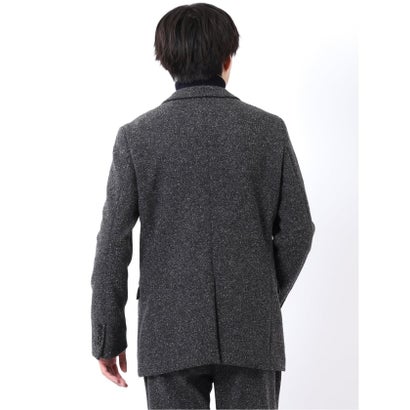ジャケット メンズ ビジネス セットアップ可能 ストレッチ スリム 2ボタン テーラード ネップ ニット グレー （グレー）｜詳細画像