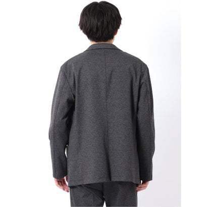 カットジャケット メンズ セットアップ可能 ストレッチ ウォッシャブル 2ボタン テーラード ソフト ジャージー 杢 黒 （黒）｜詳細画像