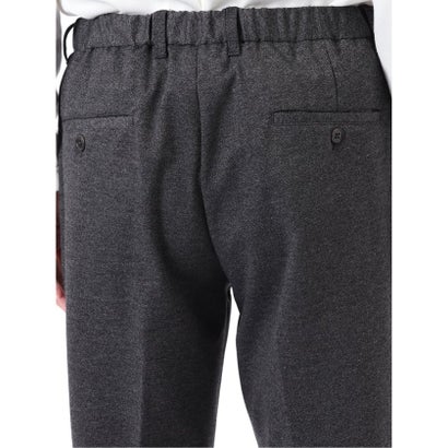 パンツ メンズ セットアップ可能 ストレッチ ウォッシャブル スリム テーパード ソフト ジャージー 杢 黒 （黒）｜詳細画像
