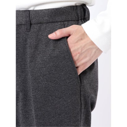 パンツ メンズ セットアップ可能 ストレッチ ウォッシャブル スリム テーパード ソフト ジャージー 杢 黒 （黒）｜詳細画像