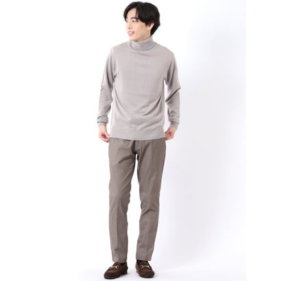 パンツ メンズ ストレッチ 裏起毛 スリム トラウザー テーパード ツイル クロスストレッチ + ウォーム （黒）｜詳細画像