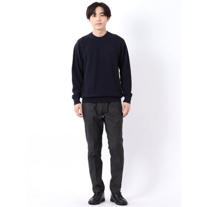 パンツ メンズ ストレッチ 裏起毛 スリム トラウザー テーパード ツイル クロスストレッチ + ウォーム （黒）｜詳細画像