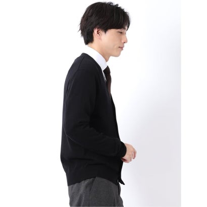 ニット カーディガン メンズ 長袖 ストレッチ ウォッシャブル Vネック セーター ウール シルク （ライトグレー）｜詳細画像