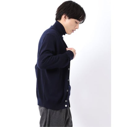 ニット カーディガン メンズ 長袖 ストレッチ ウォッシャブル Vネック セーター ウール シルク （黒）｜詳細画像